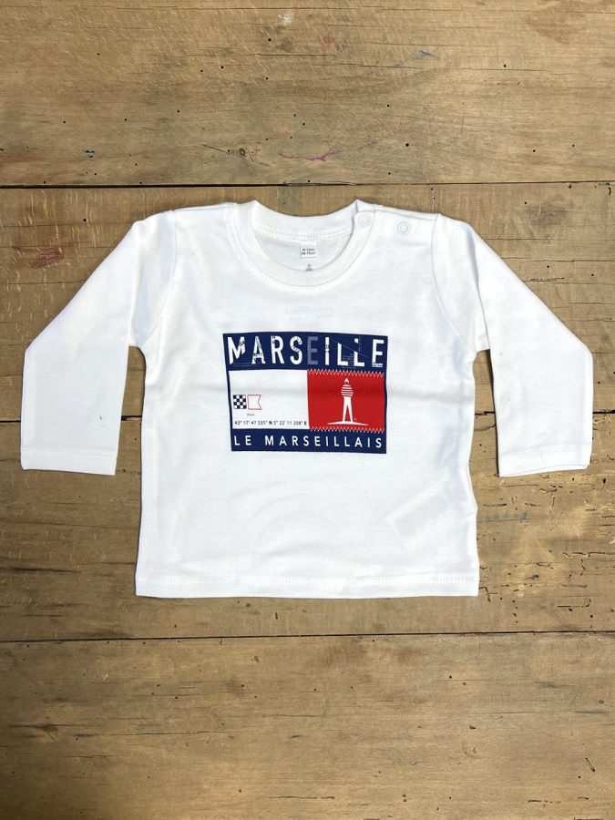 T-shirt Manches Longues "Drapeau" blanc