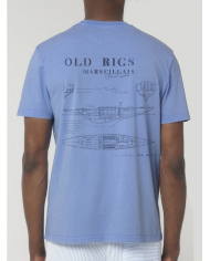 T-shirt "OLD RIGS" -  Bleu Vintage