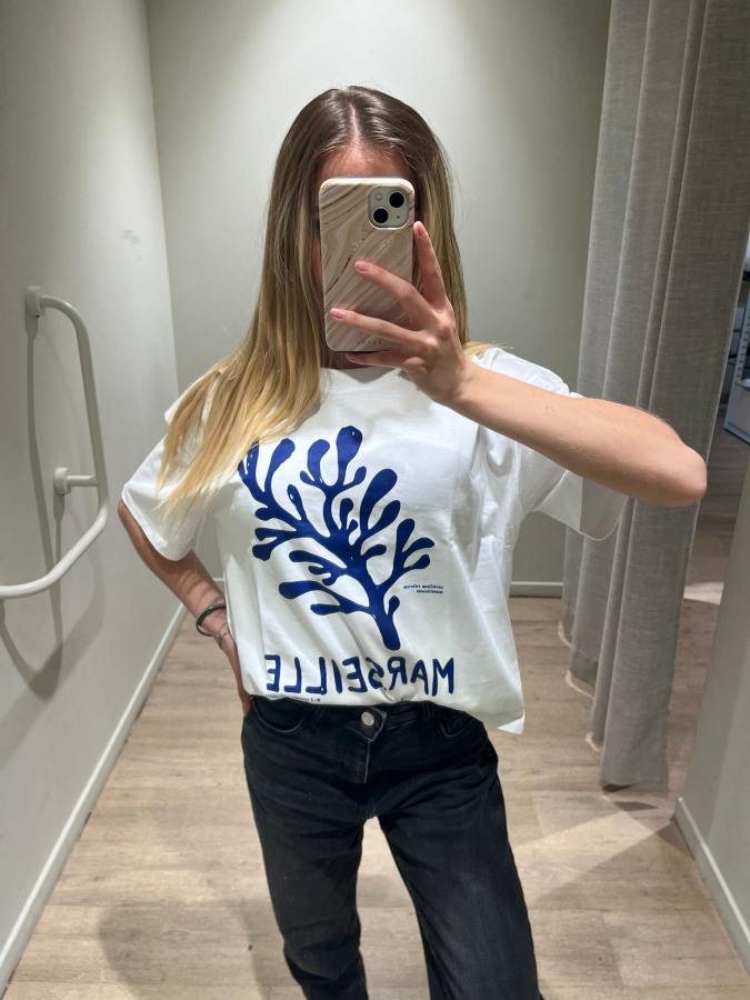 T-shirt Corail Blanc femme