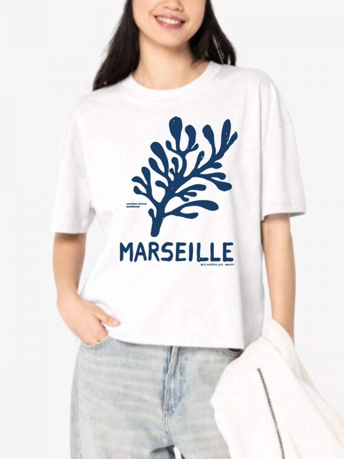 T-shirt Corail Blanc femme